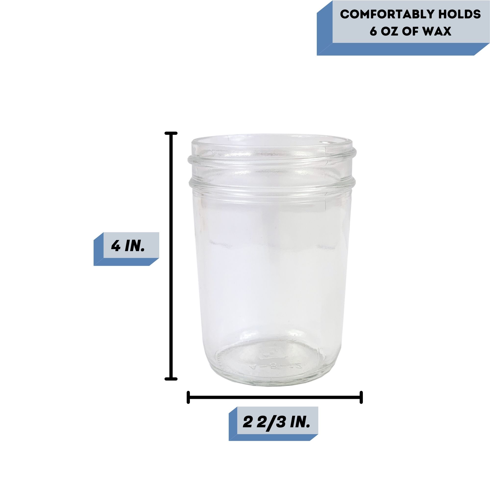 8 oz tapered jelly candle jar Measurement