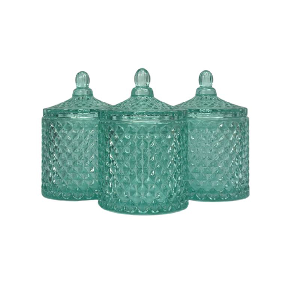 clear turquoise candle jar