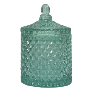 clear turquoise candle vessel