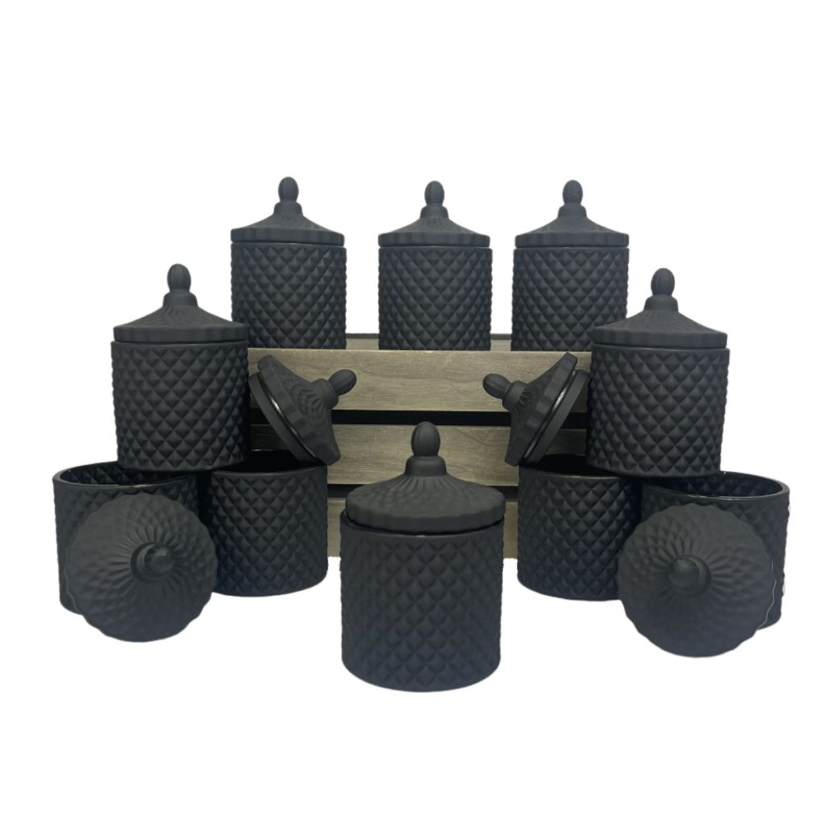 matte black candle containers