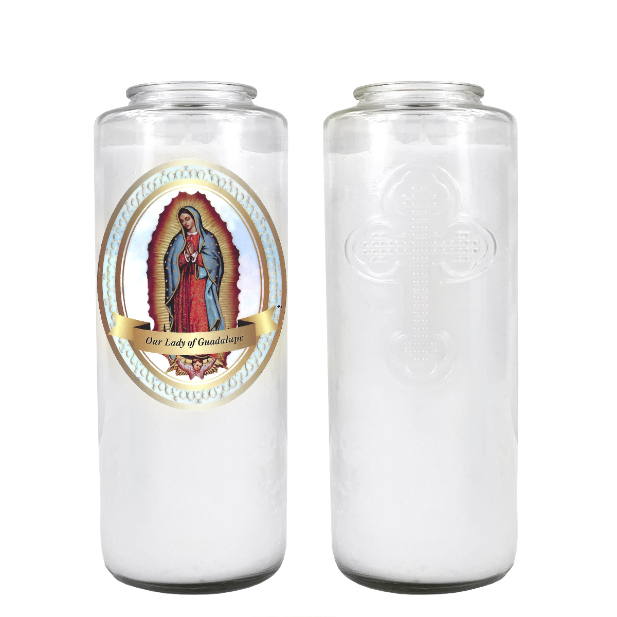 LADY OF GUADALUPE 5 DAY Candle W/ REMOVABLE LABEL