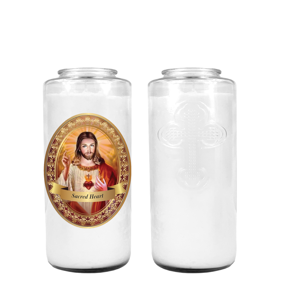 SACRED HEART 3 DAY CANDLE W/ REMOVABLE LABEL