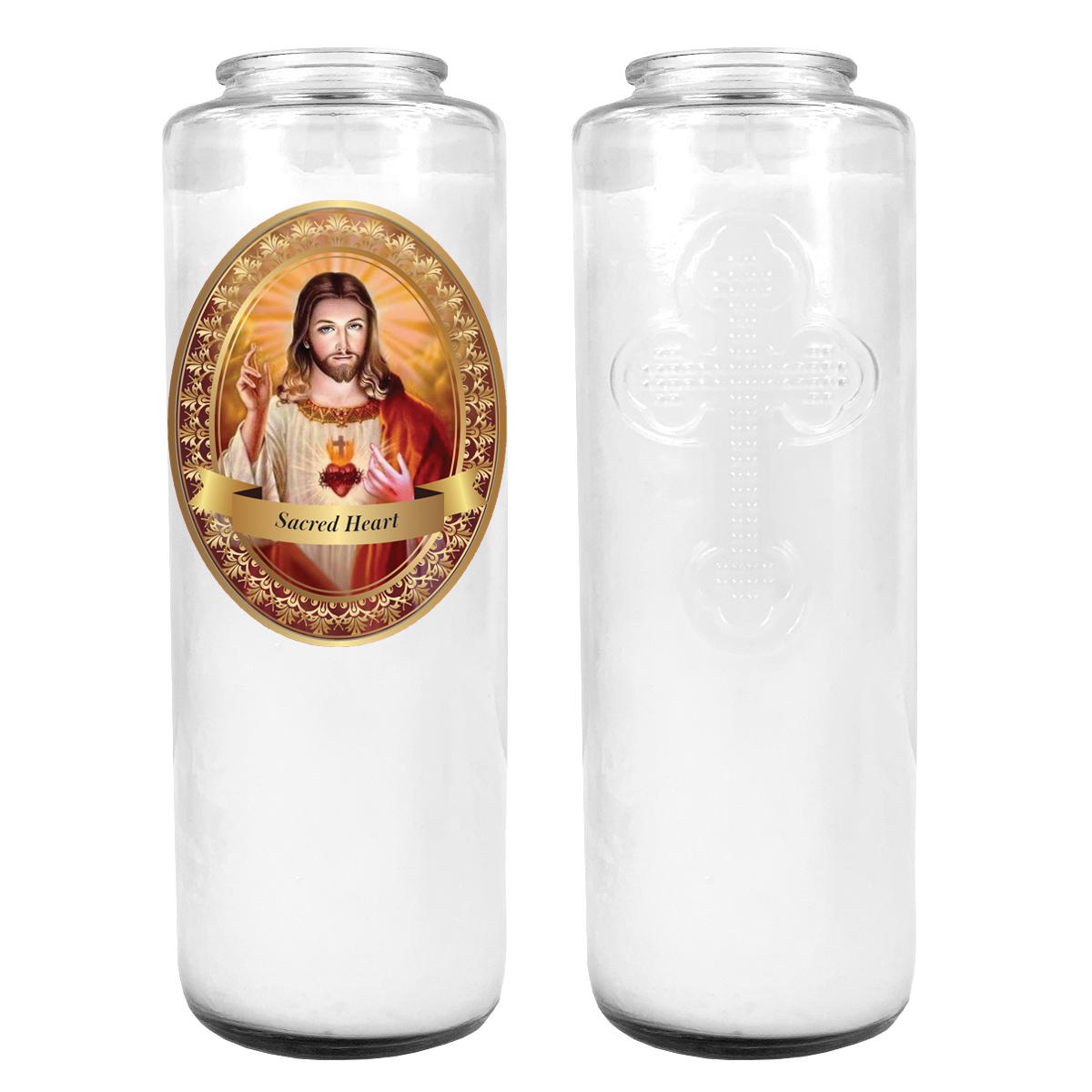 SACRED HEART 6 DAY CANDLE W/ REMOVABLE LABEL
