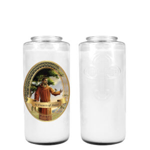 ST FRANCIS OF ASSISI 3 DAY CANDLE W/ REMOVABLE LABEL