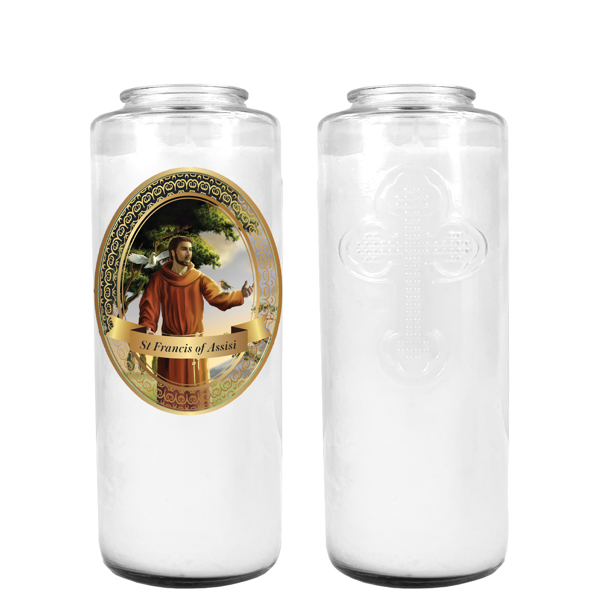 ST FRANCIS OF ASSISI 5 DAY CANDLE W/ REMOVABLE LABEL