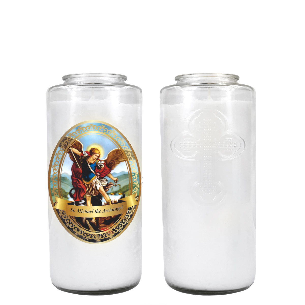 ST MICHAEL THE ARCHANGEL 3 DAY CANDLE W/ REMOVABLE LABEL
