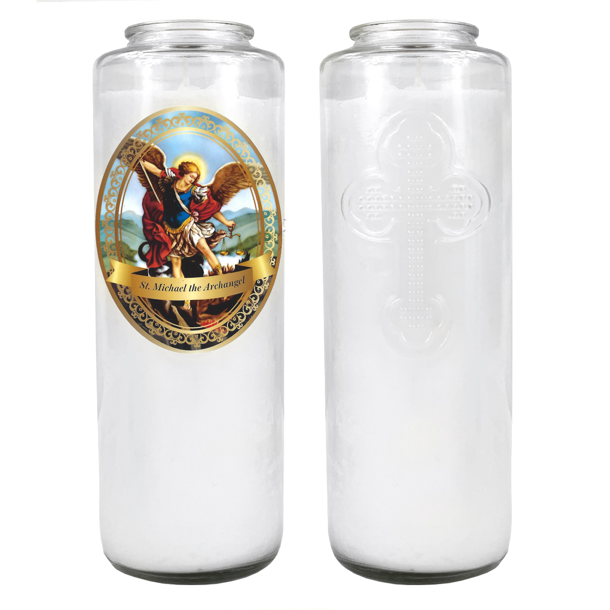 ST MICHAEL THE ARCHANGEL 6 DAY CANDLE W/ REMOVABLE LABEL