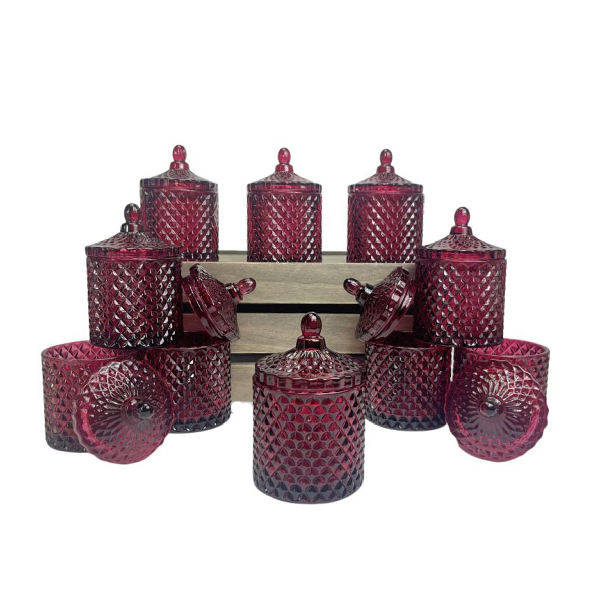 clear ruby candle containers
