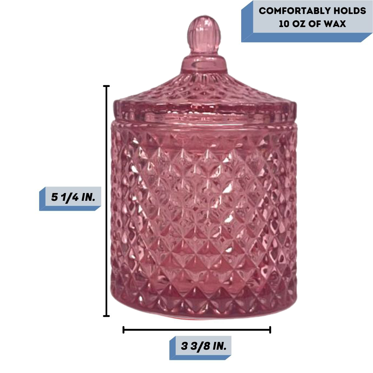 clear pink candle vessel Measurement