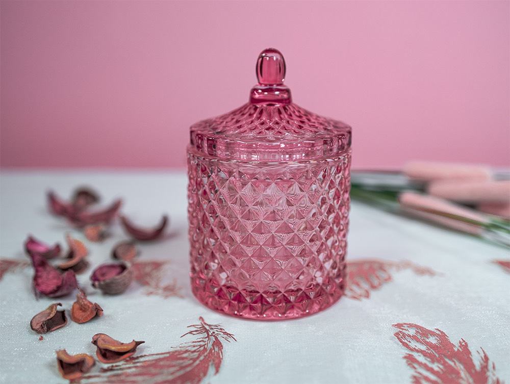 clear pink candle jar