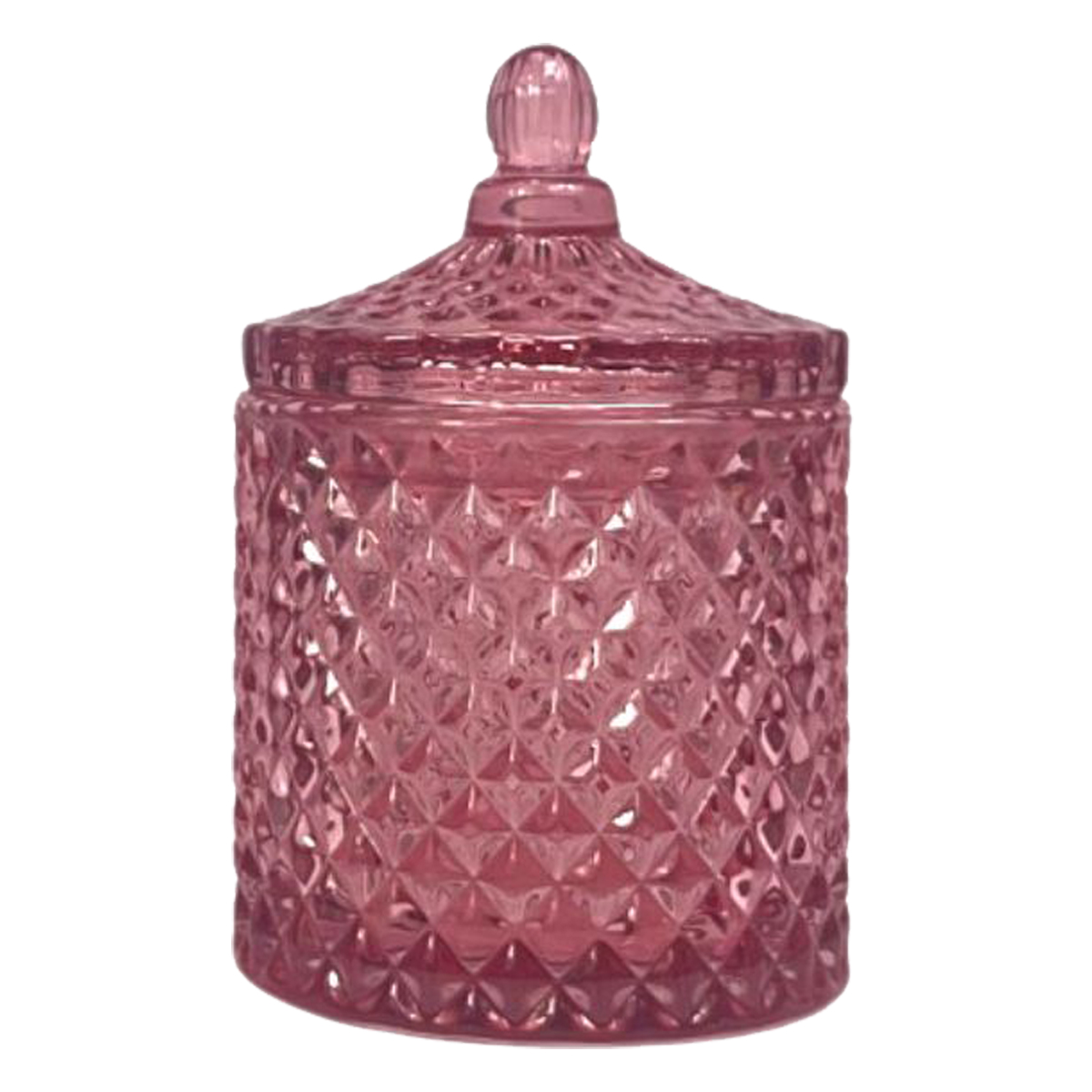 clear pink candle vessel