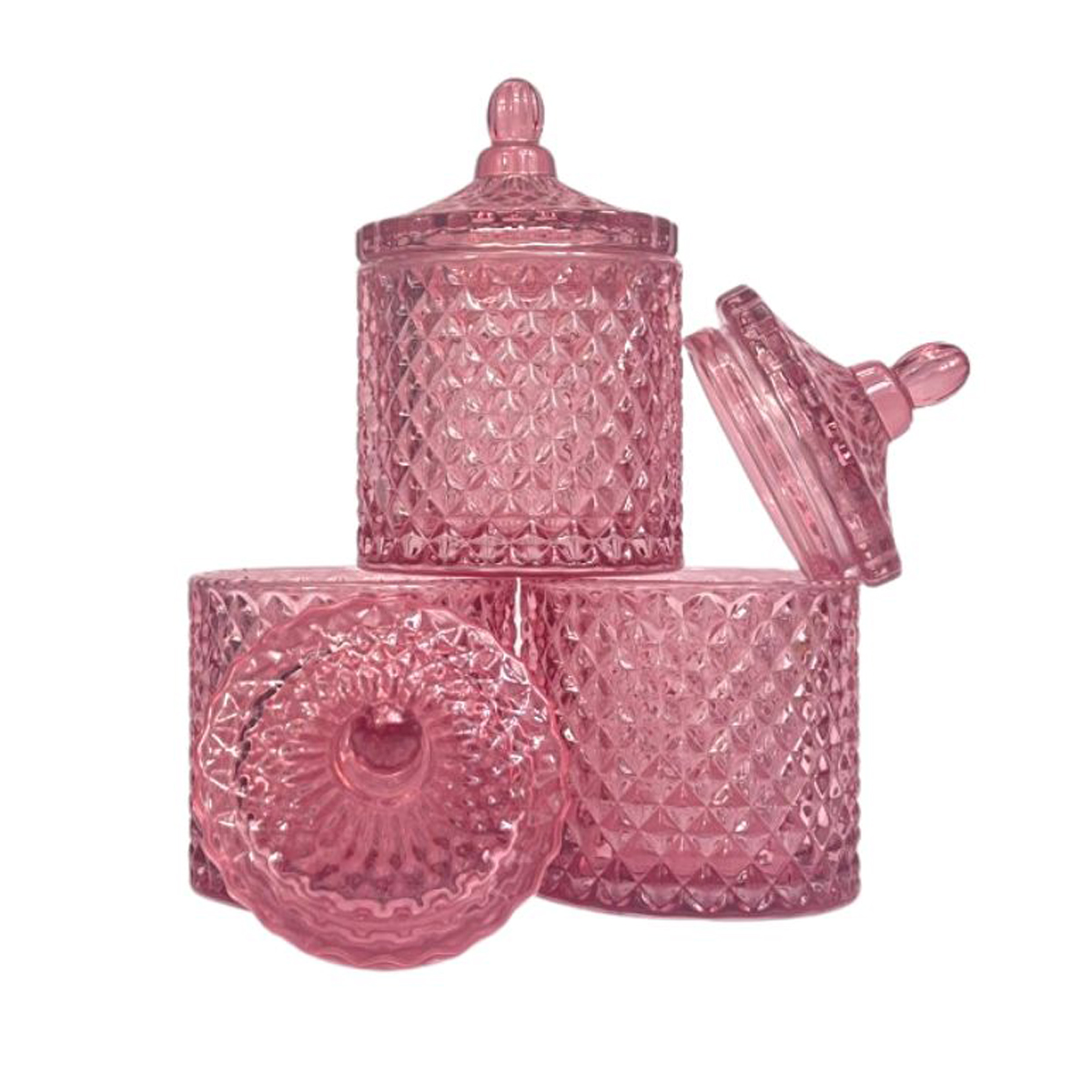 clear pink candle vessels