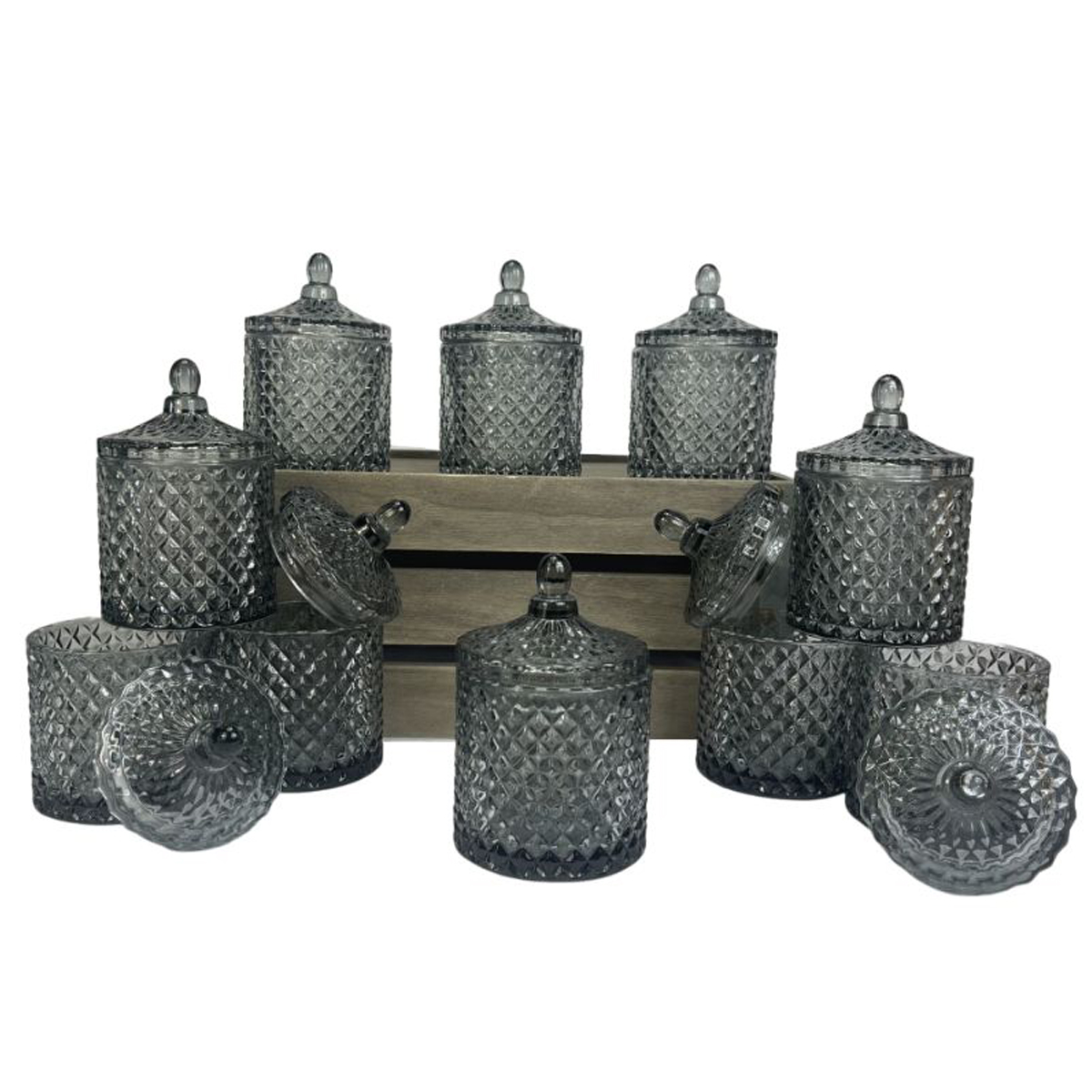 Charcoal candle jars