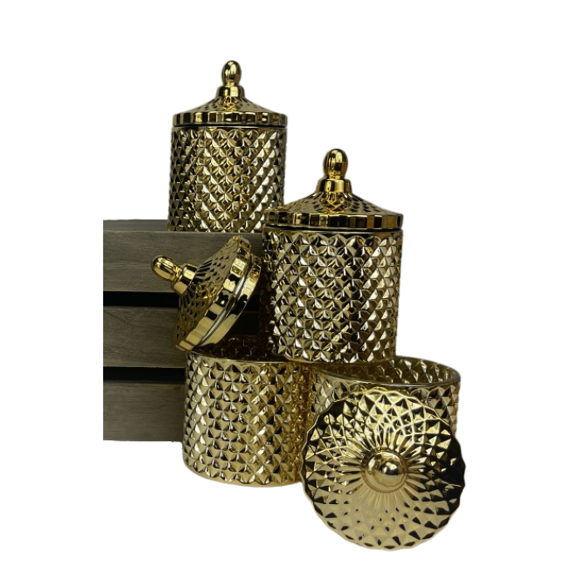 metallic gold candle containers