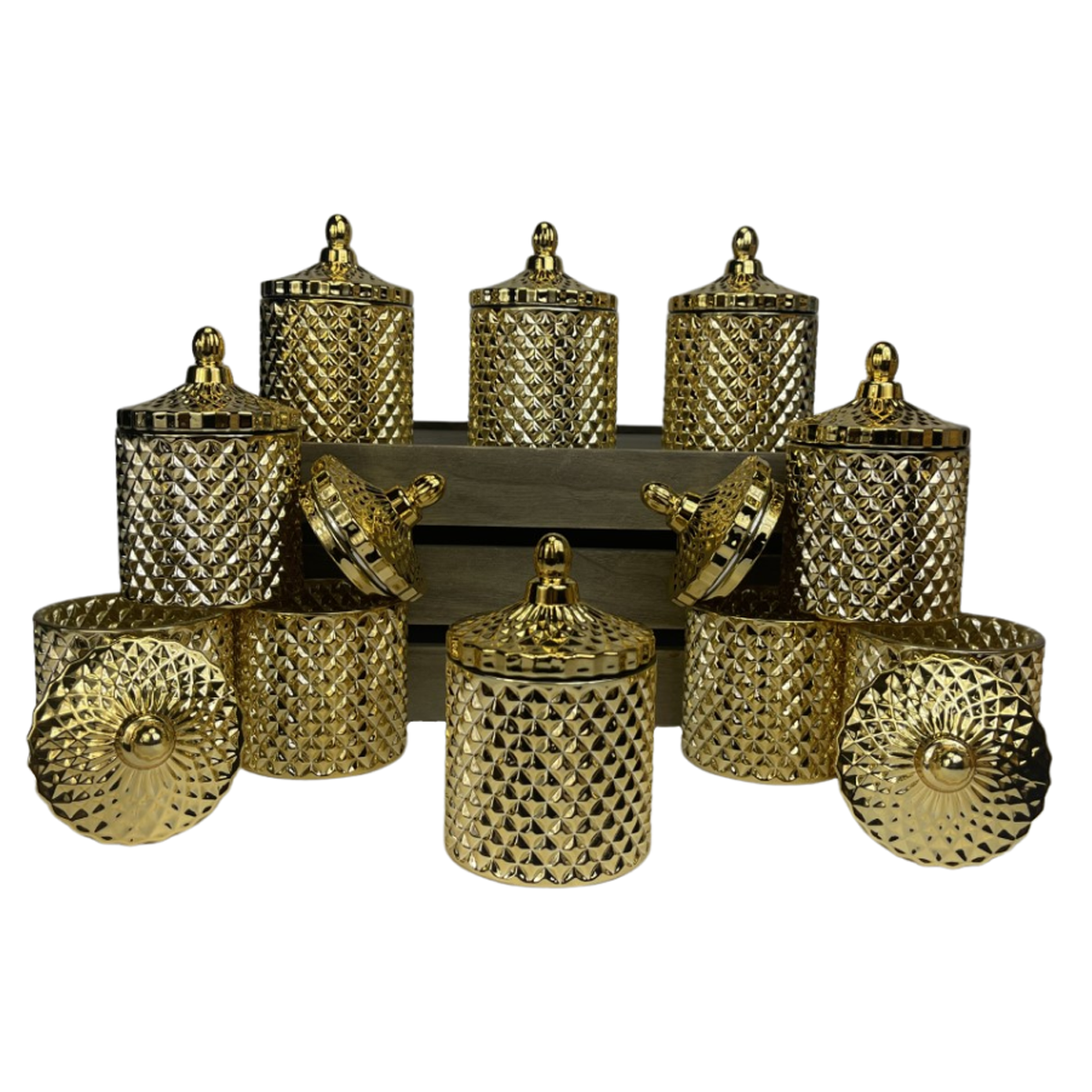 metallic gold candle jars