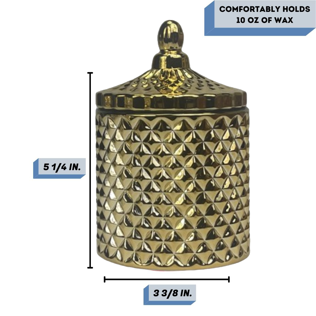 metallic gold candle vessel Measurement