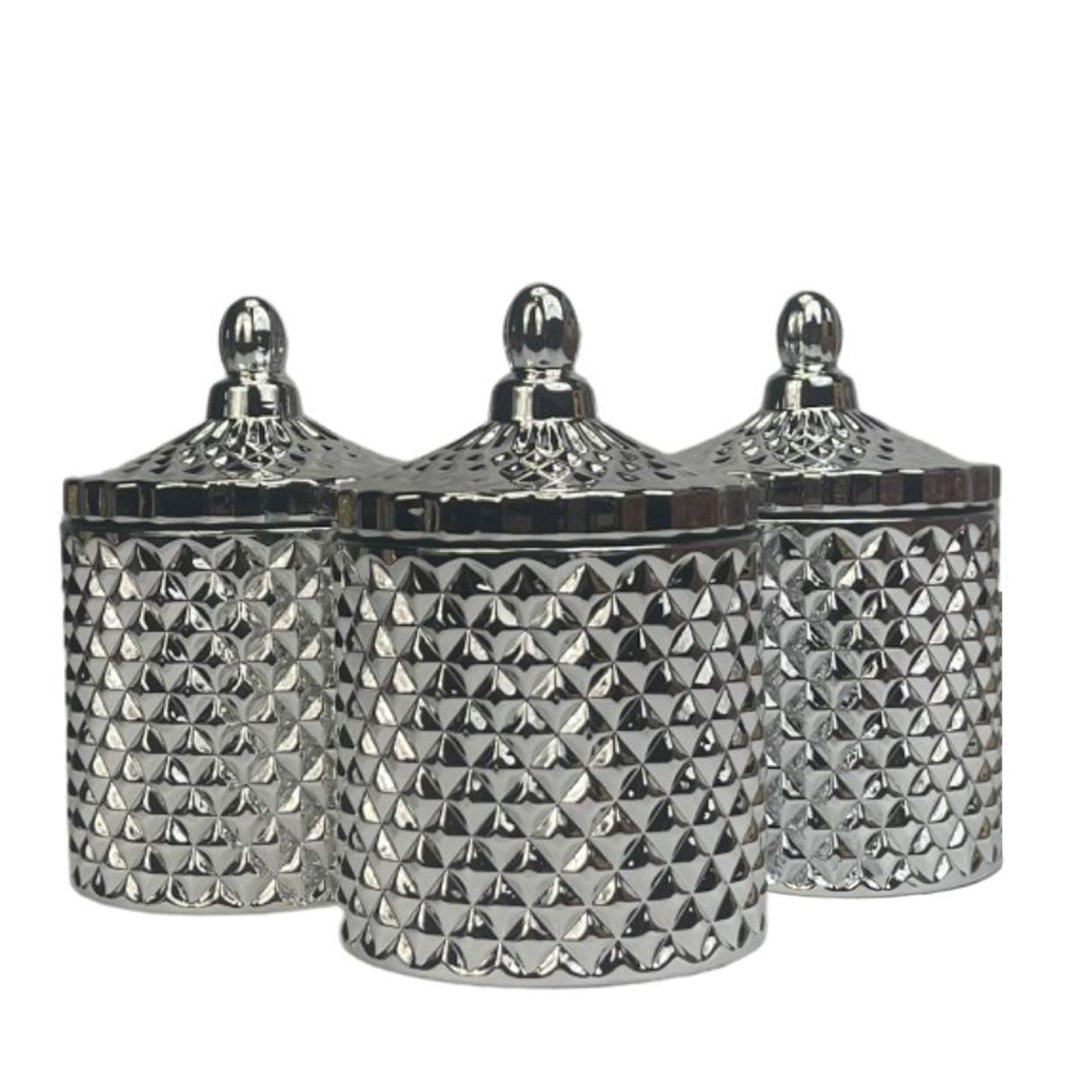 metallic silver candle jar