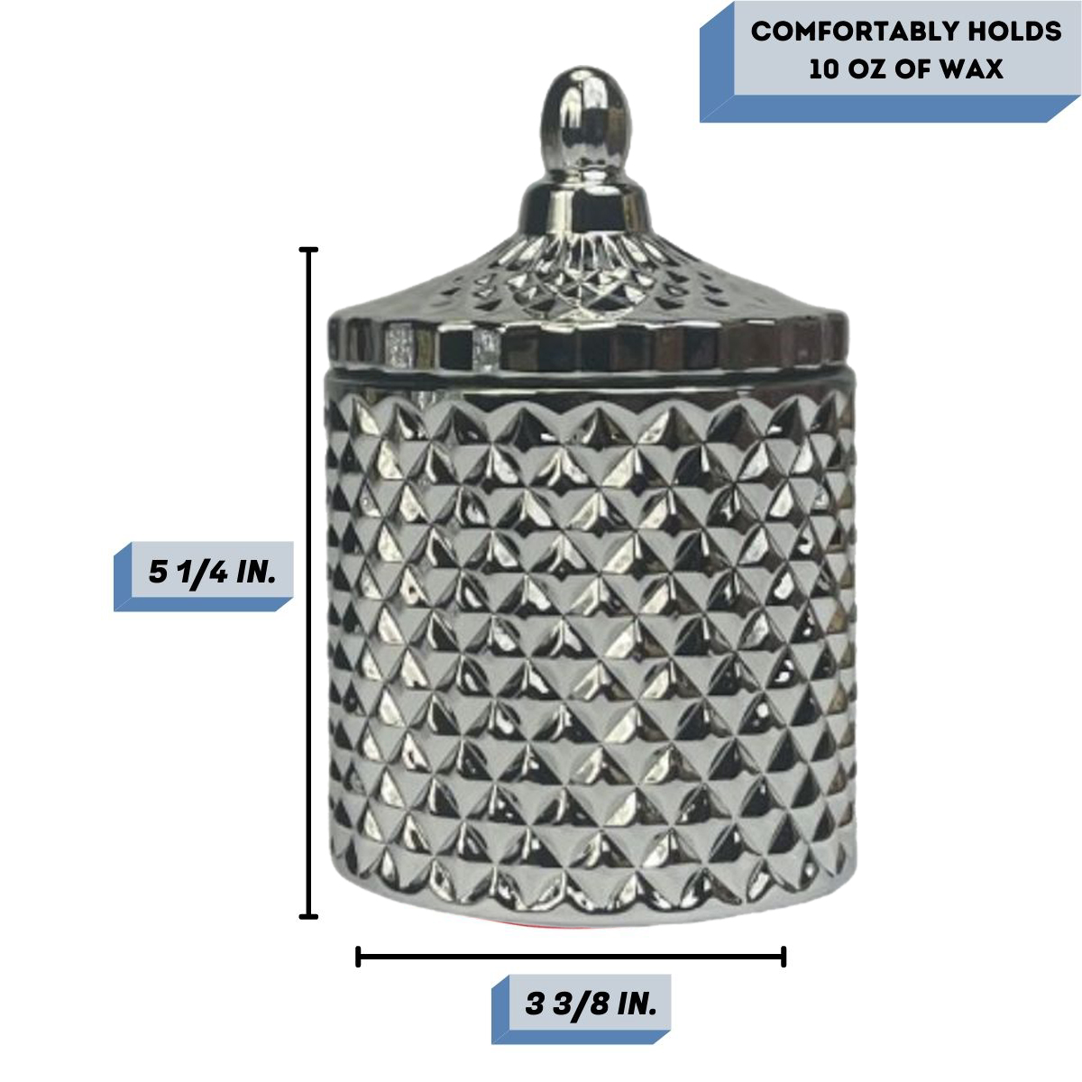 metallic silver candle jars measurement