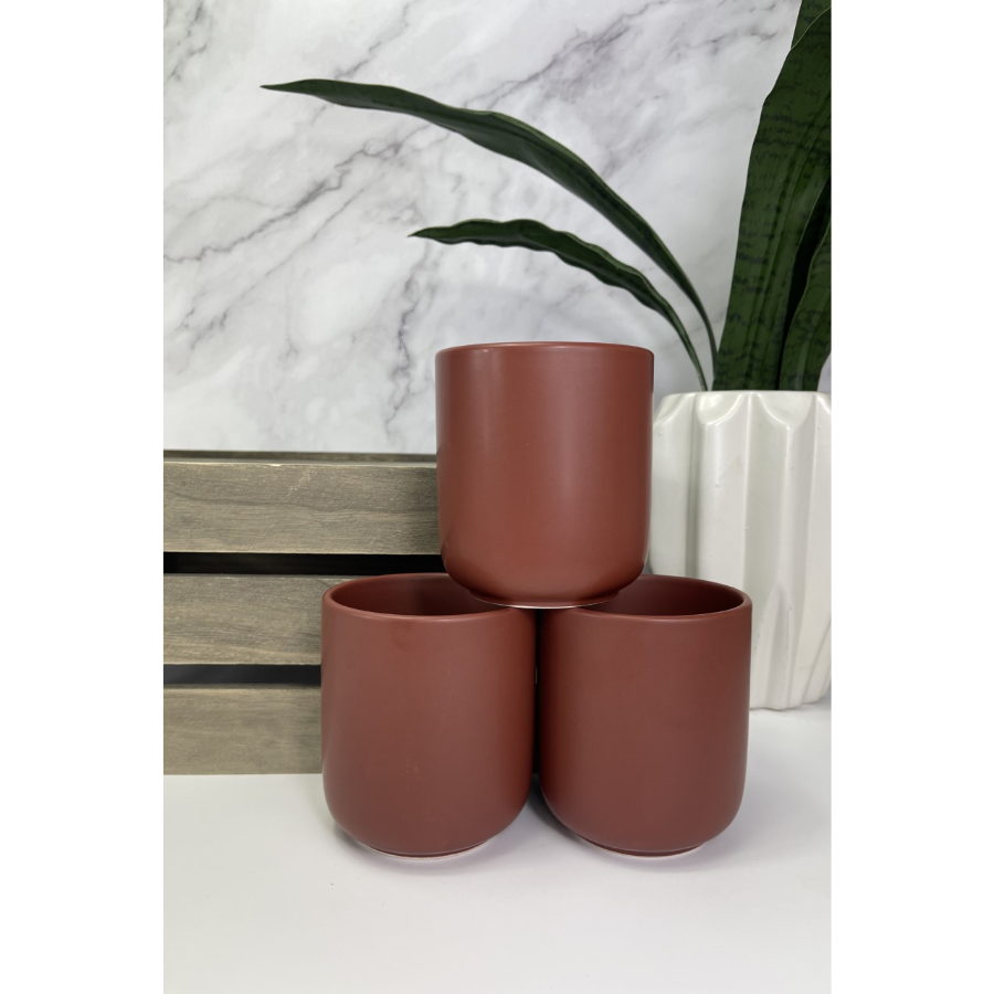 Ceramic Maroon Candle container