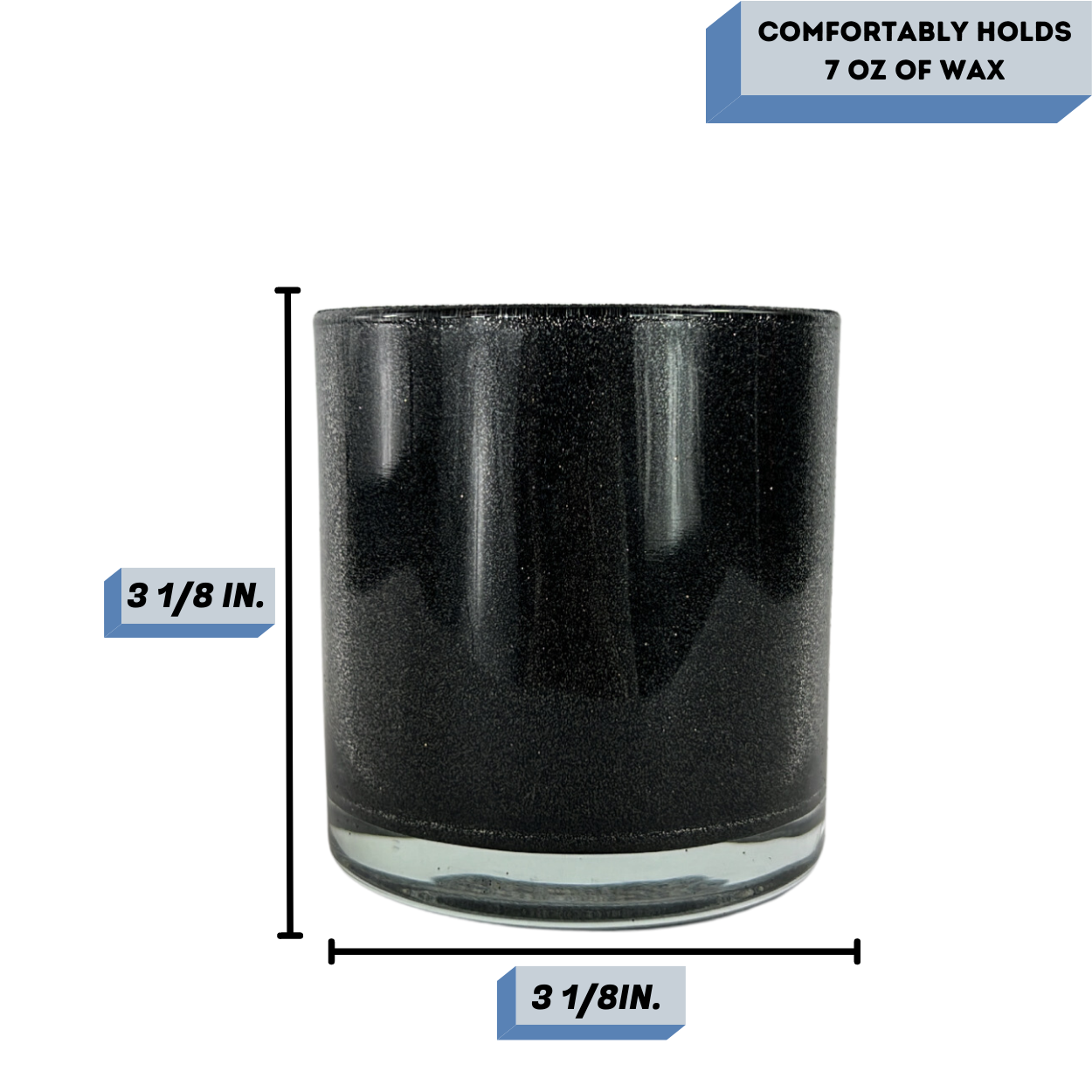 glitter black candle jar measurements
