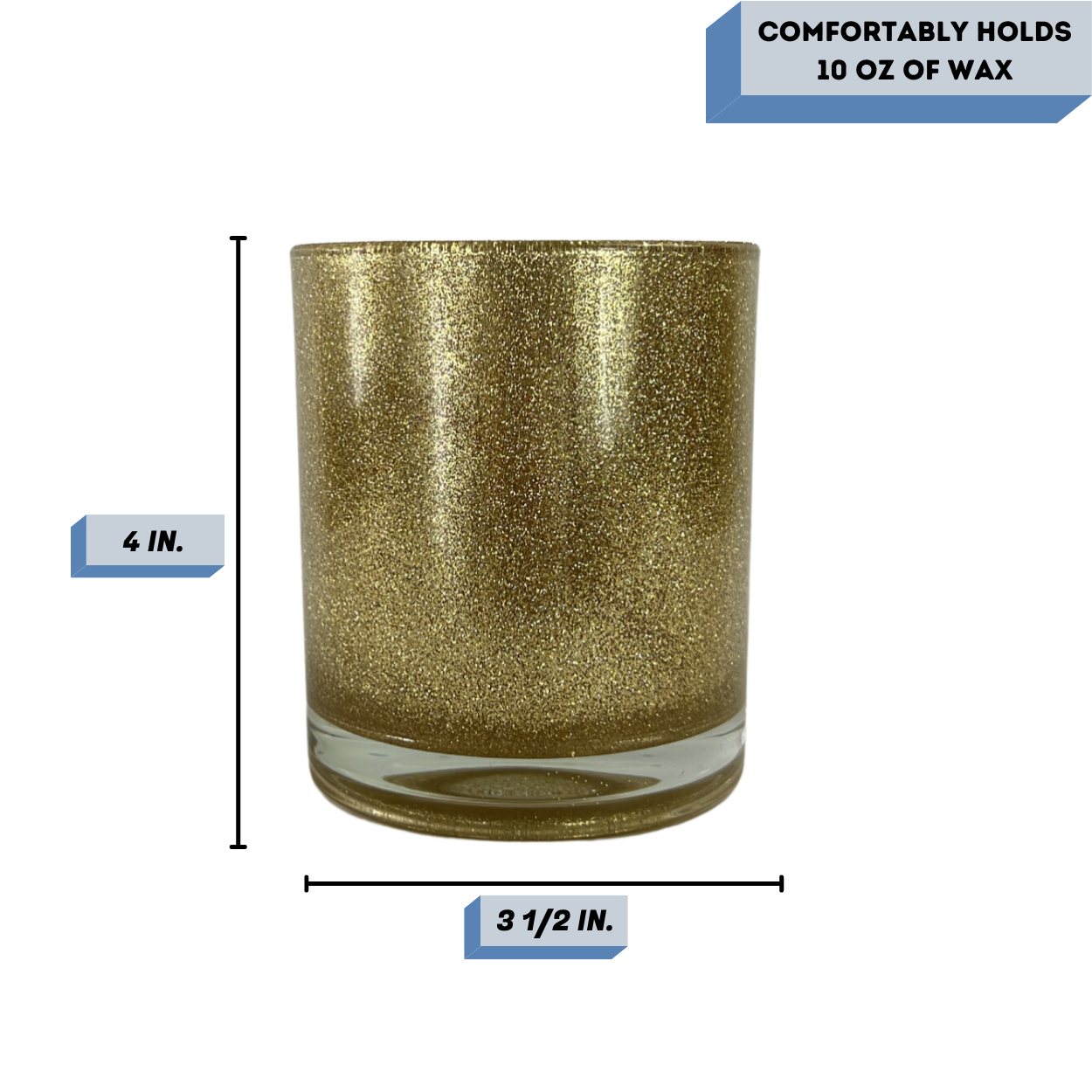 glitter gold Candle glass measurements