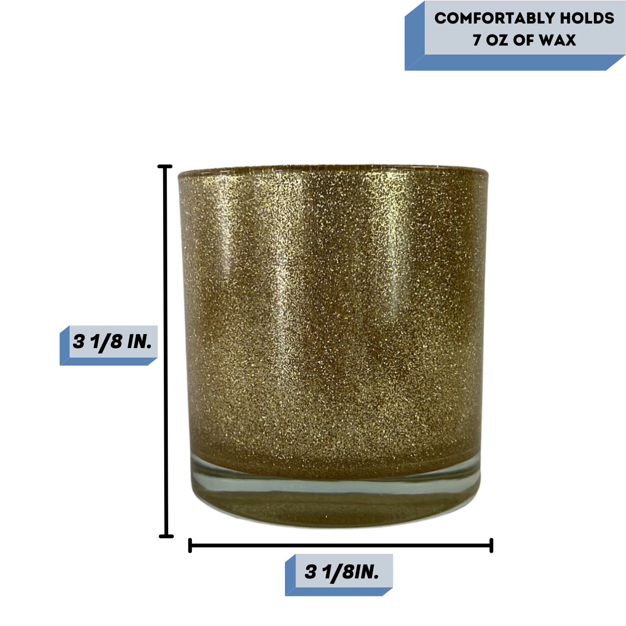 glitter gold candle jar measurements