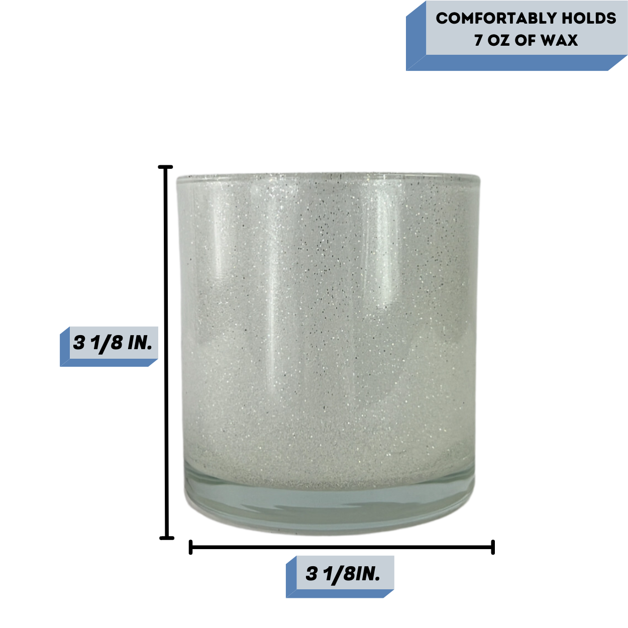 glitter white candle jar measurements