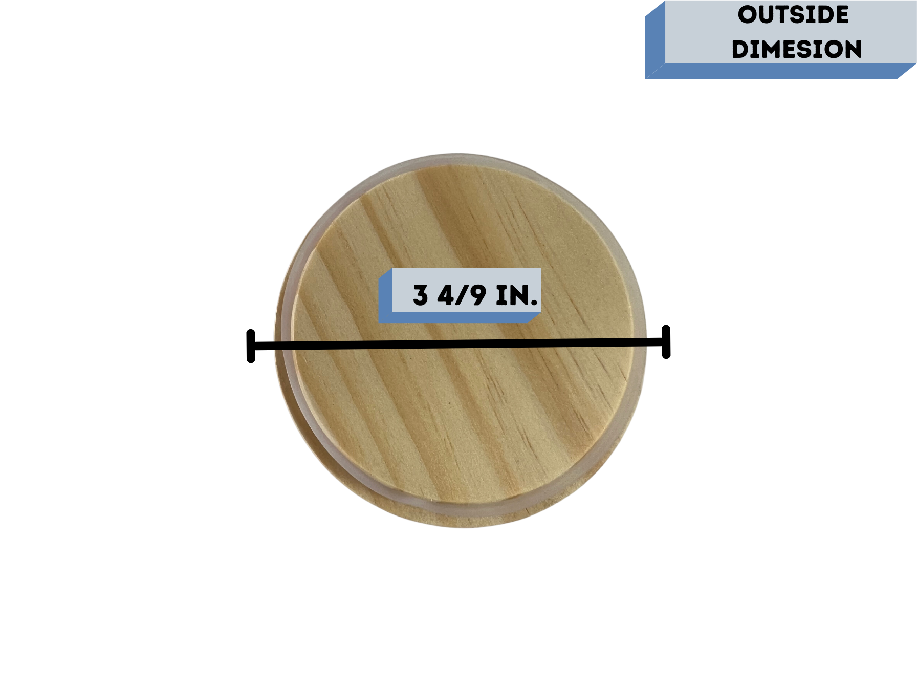 measurements of Gloss Coated Wood candle Lids